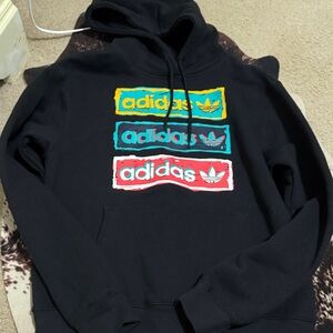 Adidas Women’s Black Hoodie with Colorful Logo Panels